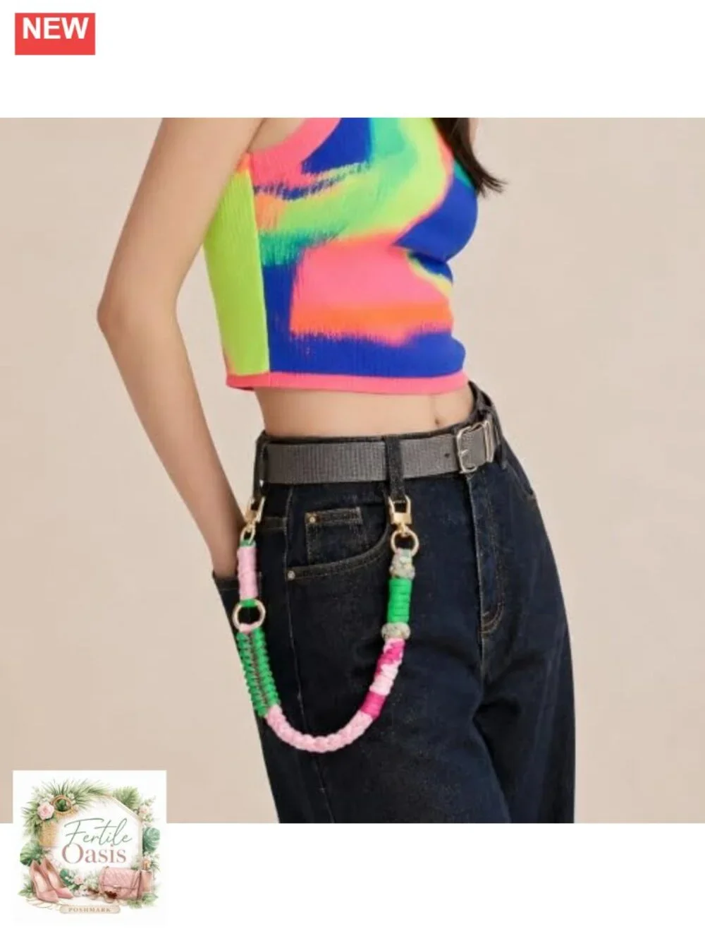 Handcrafted Braided Nylon Purse Chain Bag Charm 15.7 Inch Lobster Clasp